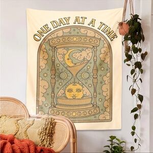 Cream and Gold Wall Tapestry - One Day at a Time